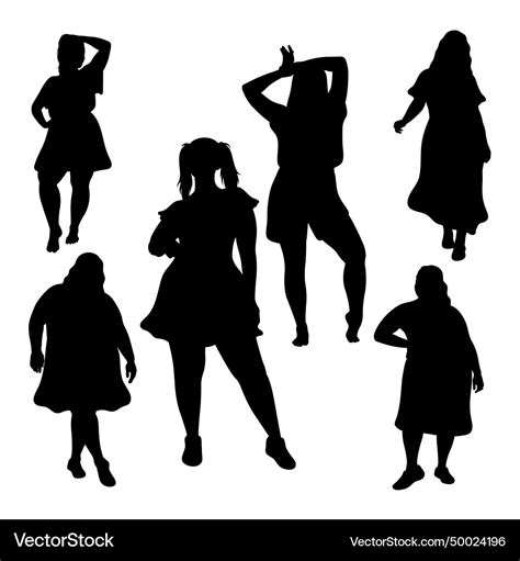 Fashionable Plus Size Woman Silhouettes Royalty Free Vector