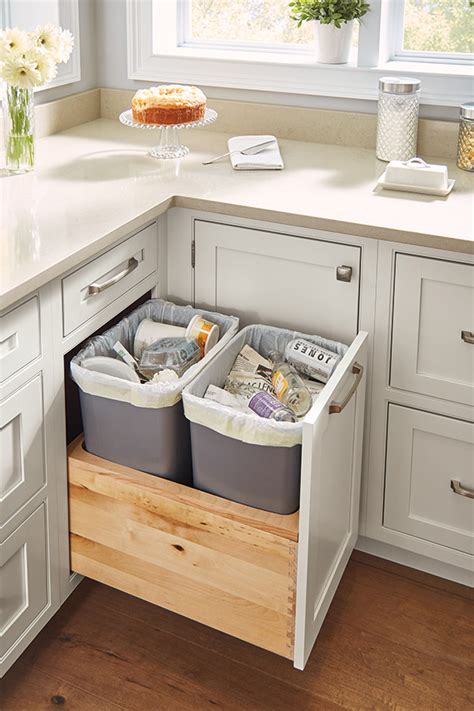 Double Trash Can Pull Out Organization Kemper Cabinets