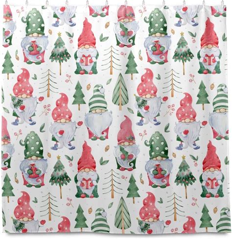 Skysonic Christmas Gnomes Shower Curtain X Inch Waterproof Fabric