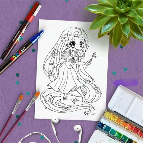 Rapunzel Lineart Revamp By Yampuff On Deviantart Chibi Coloring Pages