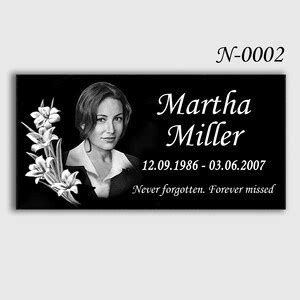 Flat Headstone 16x8x3 Inches Black Granite Diamond Engraved Etsy