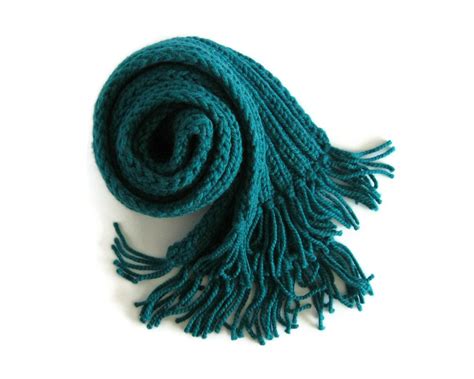 Teal Chunky Scarf Knitted Etsy Knit Scarf Chunky Scarves Chunky