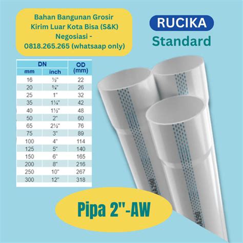 Jual Pipa Pvc Inch Rucika Aw Wavin Putih Standard Aw Pipa Pvc