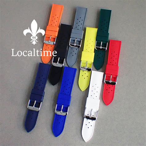 Tropical Smooth Silicone Rubber Sport Dive Watch Strap 9 Colours 18 20