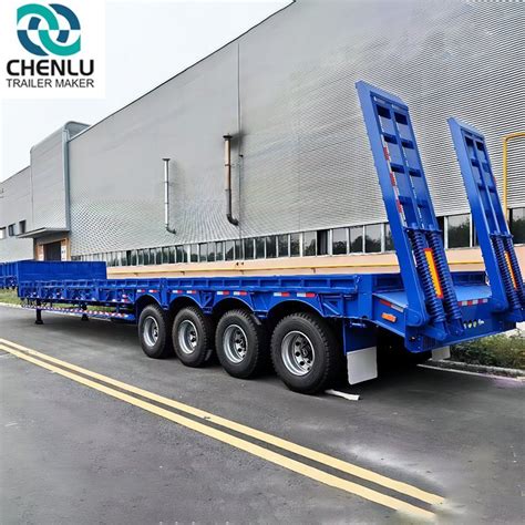 4 Axles 80 Tons 100 Tons Heavy Duty Lowbed Semi Trailer For Sale