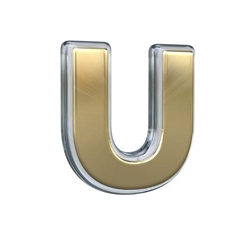 Letter U 3d Rendering With Gold And Glass Materials 21114659 Png