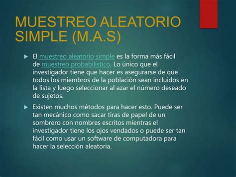 Muestreo Aleatorio Simple Ppt