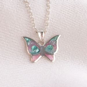 Cloisonne Enamel Butterfly Pendant Dainty Necklace Butterfly Gift For