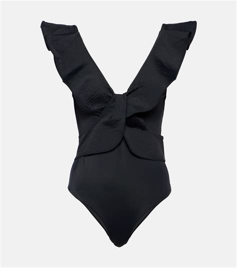 Ruffled Swimsuit In Black Johanna Ortiz Mytheresa