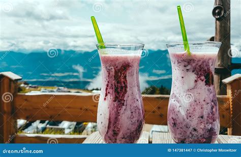 Austria Forest Fruits Milkshake In The Cottage Stock Image Image Of