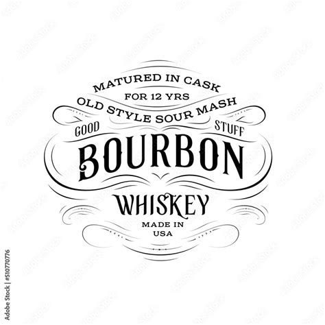 Ornate Bourbon Whiskey Logo In Vintage Style Stock Vector Adobe Stock