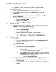 Bio Hyb Chapter Outline Notes Amerman Doc Human Anatomy And