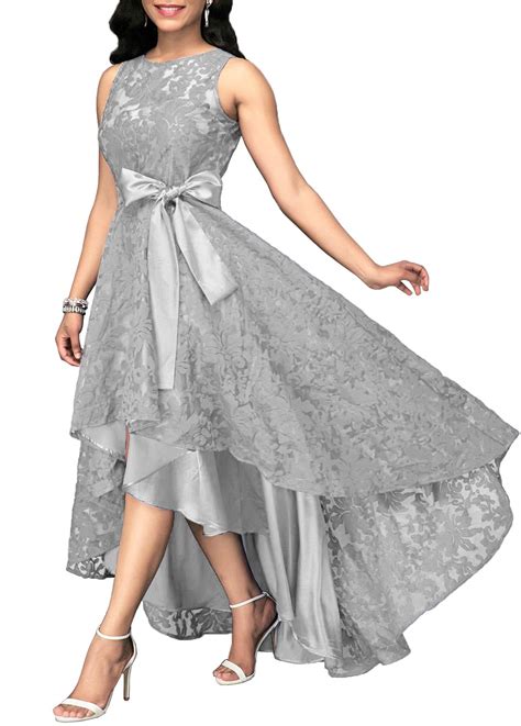 Women S Vintage Floral Lace Hi Lo Formal Cocktail Prom Party Dress