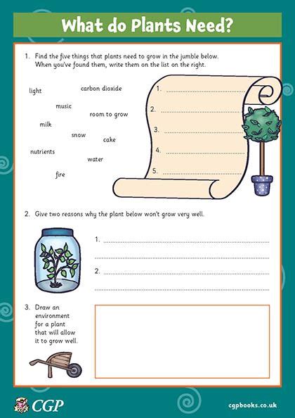 What Do Plants Need Year 3 CGP Plus Worksheets Library