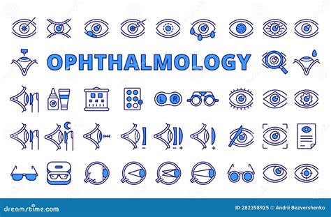 Set Of Ophthalmology Icons In Line Design Eye Vision Glasses Laser