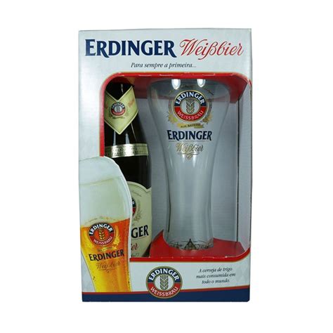 Kit Cerveja Erdinger Weißbier 500ml E Copo Weiss 500ml Submarino