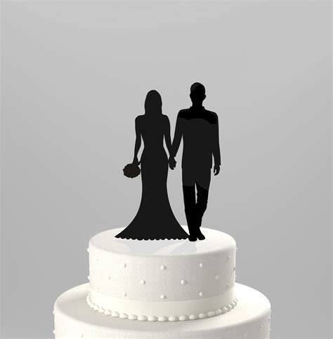 Wedding Cake Topper Silhouette Groom And Bride Hand In Hand