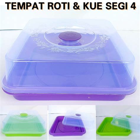 Jual Tempat Roti Kotak Segi Scp Tk Nampan Tutup Bahan Plastik