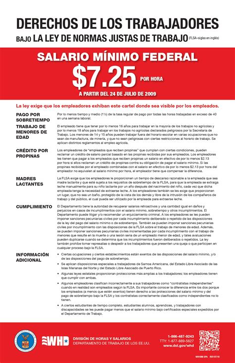 Employee Rights Under The Fair Labor Standards Act Poster Spanish