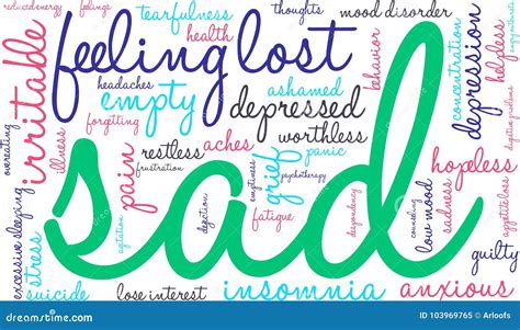 Sad Word Cloud Stock Illustration Illustration Of Feeling 103969765