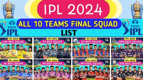 IPL 2024 All Team Final Squad List IPL 2024 All Team Retained Players