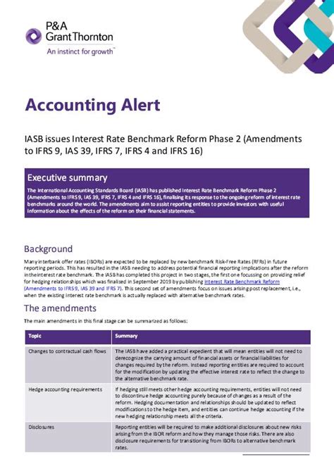 Iasb Issues Interest Rate Benchmark Reform Phase 2 Grant Thornton