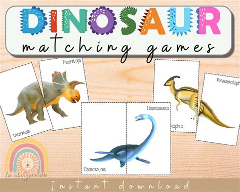 Dinosaur Matching Games Dinosaur Activity for Kids Learn - Etsy