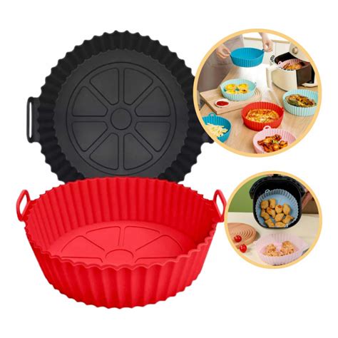 Kit 02 Formas De Silicone Redonda Assadeira Air Fryer E Forno Forma