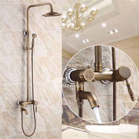 Bath And Shower Faucets Wall Mount Antique Brass Gold Inch Bathroom