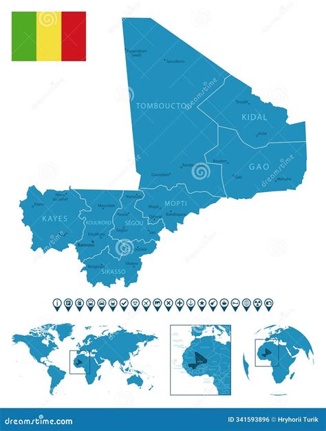 Mali Map Infographic Elements With Separate Of Heading Is Total Areas