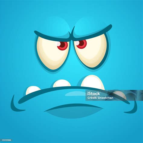 Angry And Grumpy Cartoon Monster Face Vector Halloween Monster Stock