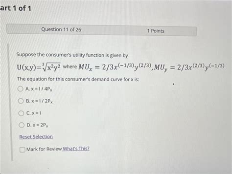 Suppose The Consumer S Utility Function Is Given By Chegg