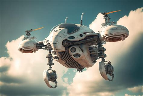 Premium AI Image | Drone or surveillance robot flying in a clear sky