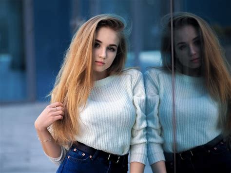 Blonde Model Posing At The City Stock Image Image Of Model Beauty