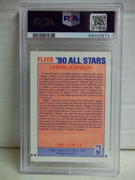 1990 Fleer Magic Johnson PSA NM MT 8 All Star 4 NBA HOF Los Angeles