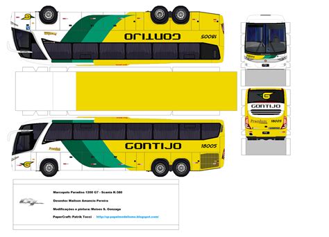 SP Papel Modelismo PaperCraft Ônibus Gontijo Marcopolo Paradiso