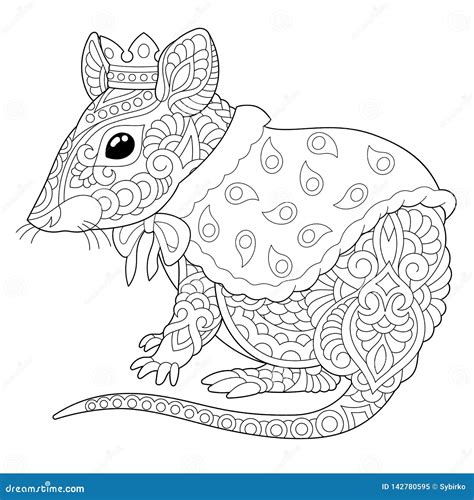 Zentangle Mouse Rat Coloring Page Stock Vector Illustration Of