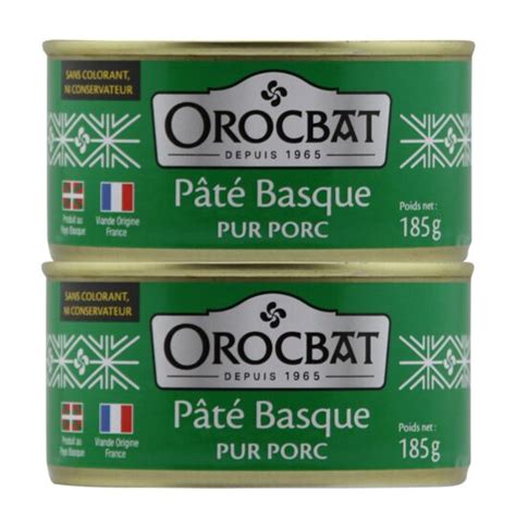 Pâté basque OROCBAT les 2 boites de 185 g à Prix Carrefour