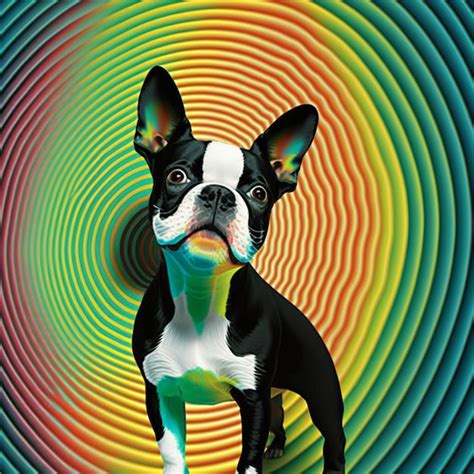 Premium Photo A Dog With A Rainbow Colored Background Is Standing In