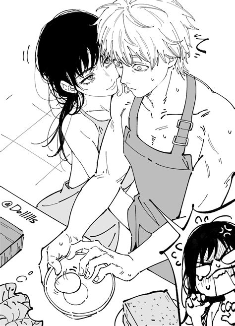 Rule 34 1boy 2girls Apron Black Hair Blush Chainsaw Man Cooking Denji Chainsaw Man Dollllls