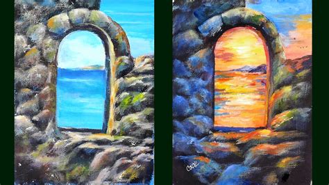 Rock Archway at Sunset Arcylic Painting Tutorial with Ginger Cook - YouTube