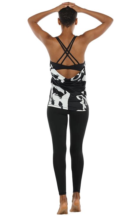 Icyzone Workout Tank Tops Built In Bra Womens Strappy Athletic Yoga