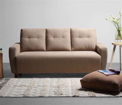 Buy Yolo 3 Seater Fabric Sofa Brown Upholstery Online In India At