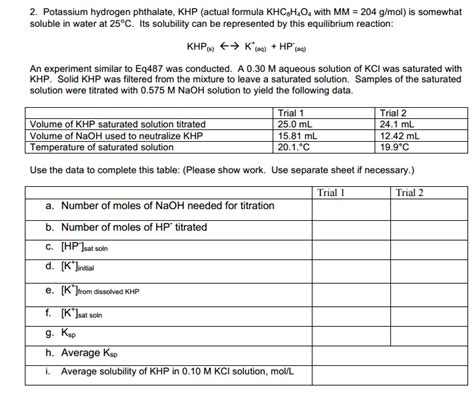 Oneclass Potassium Hydrogen Phthalate Khp Actual Formula Khc H O