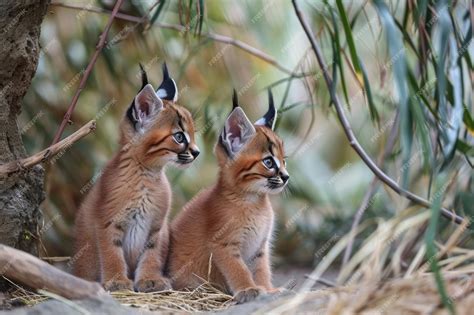 Premium Ai Image Curious Caracal Cubs