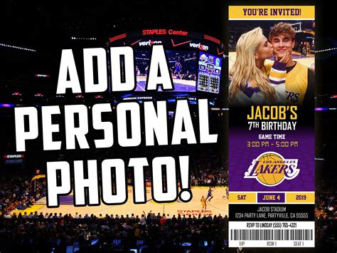 Los Angeles Lakers Themed Ticket Invitation Lakers Ticket Etsy