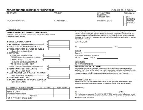 Aia G702 And G703 Style Application For Payment And Within Certificate