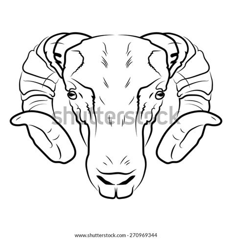 Ram Head Logo Icon White Mascot Vector De Stock Libre De Regalías