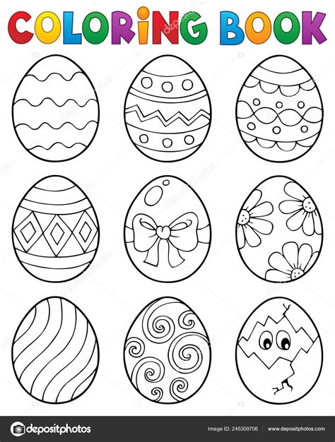 Coloring Book Easter Eggs Theme Eps10 Vector Illustration — Stock