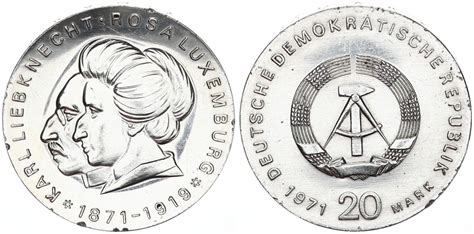 Deutschland DDR 20 Mark 1971 Karl Liebknecht Und Rosa Luxemburg Vz St